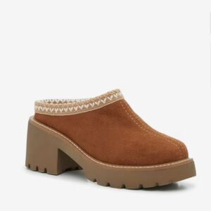 Steve Madden Brixtin Clog Brown Platform Mules with Stitch-Trim